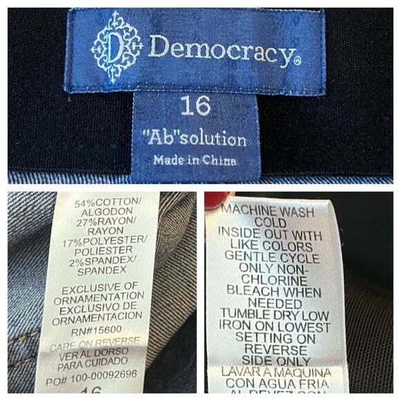 Democracy Women’s Jeans Absolution Skinny Ankle Dark Wash Mid Rise Size 16 - Picture 5 of 6